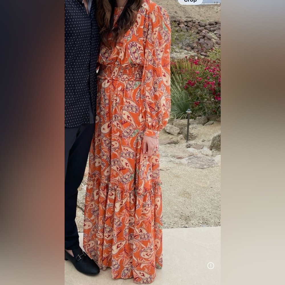 Elegant Orange Floral Maxi Dress